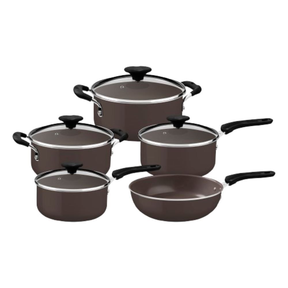 Jogo De Panelas Alumínio Indução Tunis Tramontina 5 Peças - Marrom
