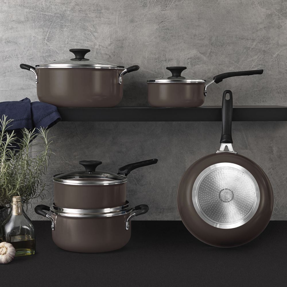 Jogo De Panelas Alumínio Indução Tunis Tramontina 5 Peças - Marrom