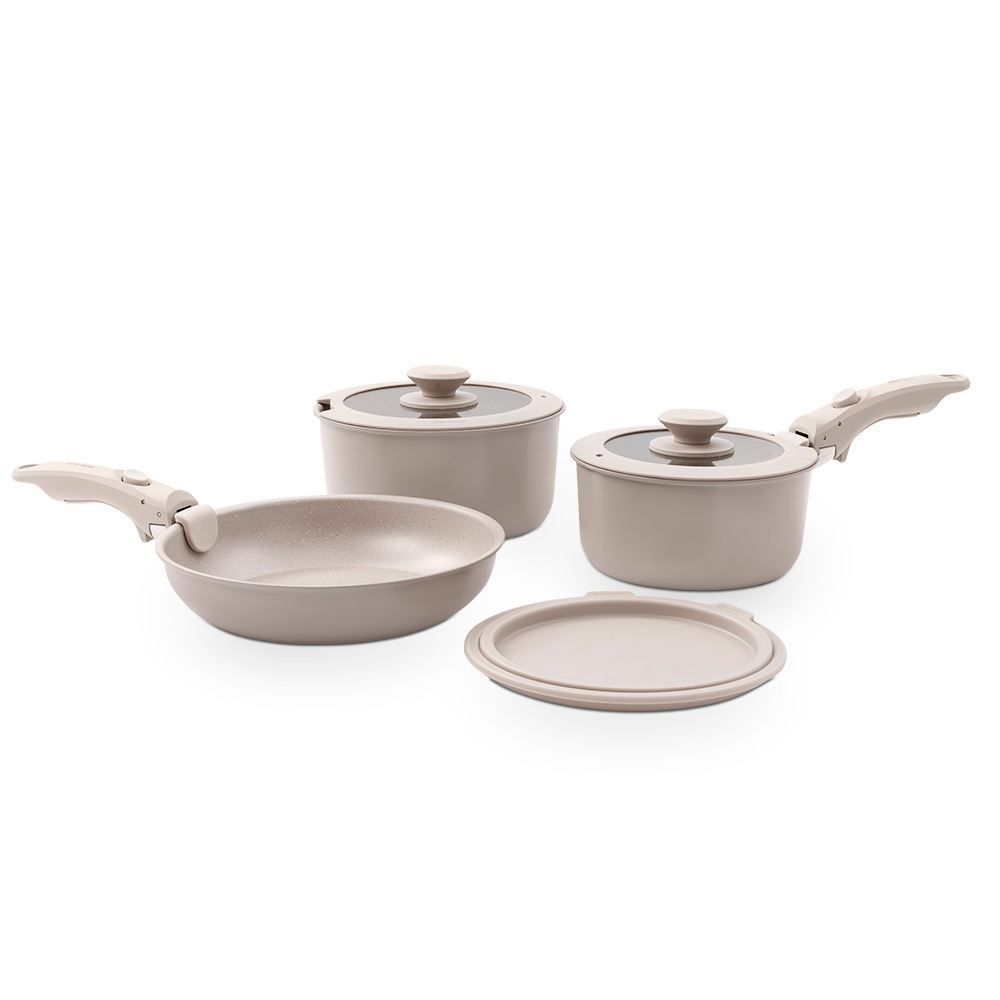 Jogo De Panelas Com Cabo Removível Fit 10 Peças Brinox - Areia