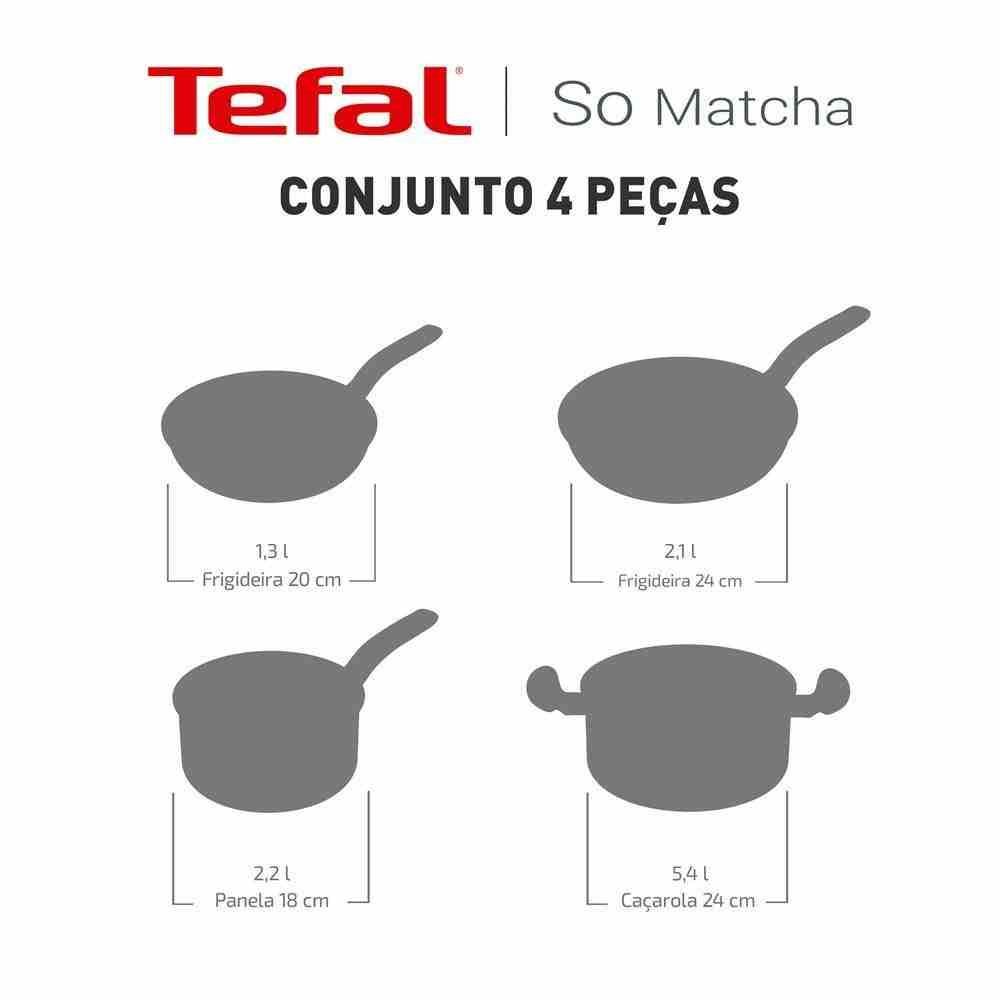 Jogo De Panelas Tefal So Matcha Arno 4 Peças - Verde