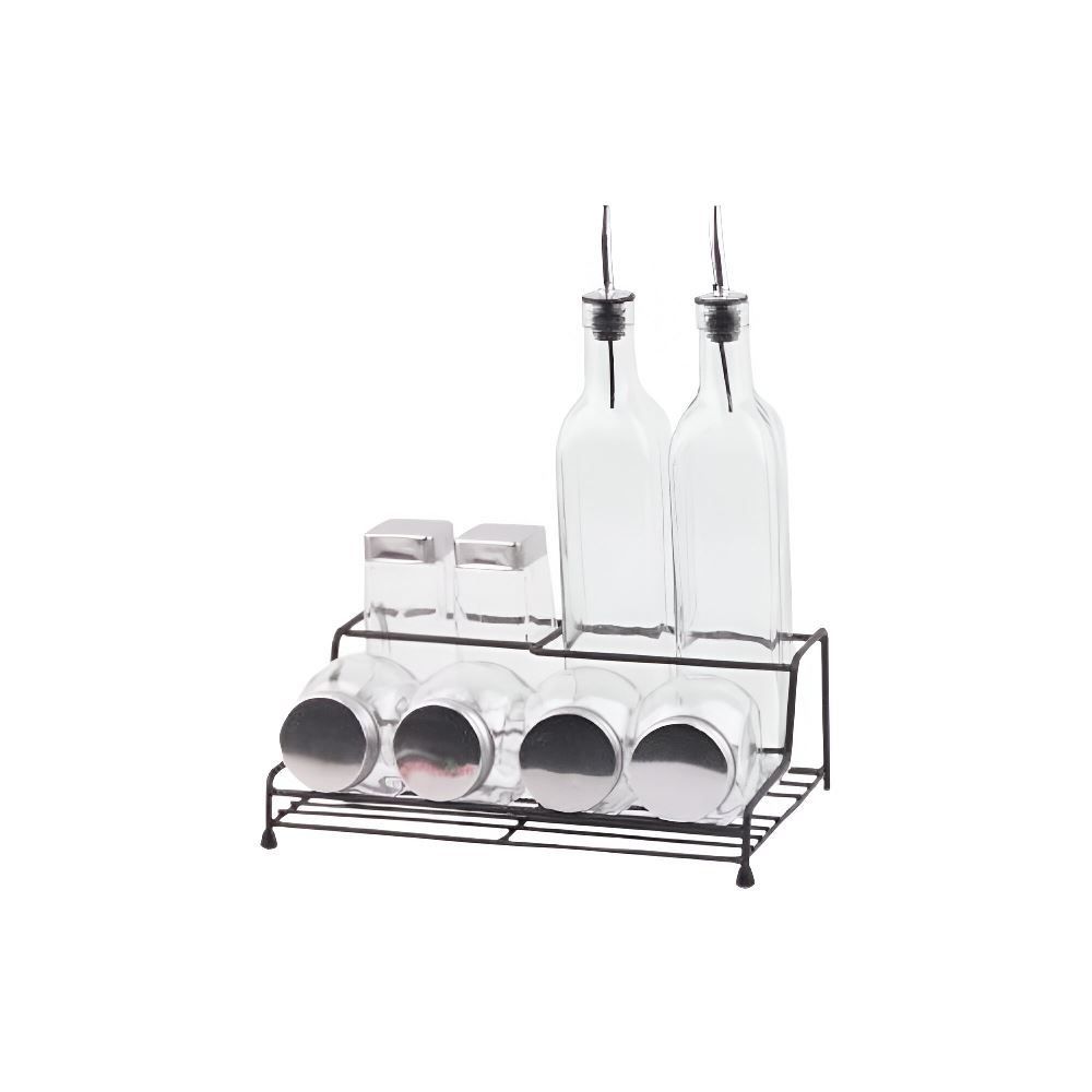 Jogo De Porta Temperos E Galheteiro Com Suporte Havan Casa - 8 Peças