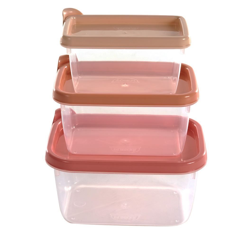 Jogo De Potes Retangular Plasútil Conect 3 Peças - 14403