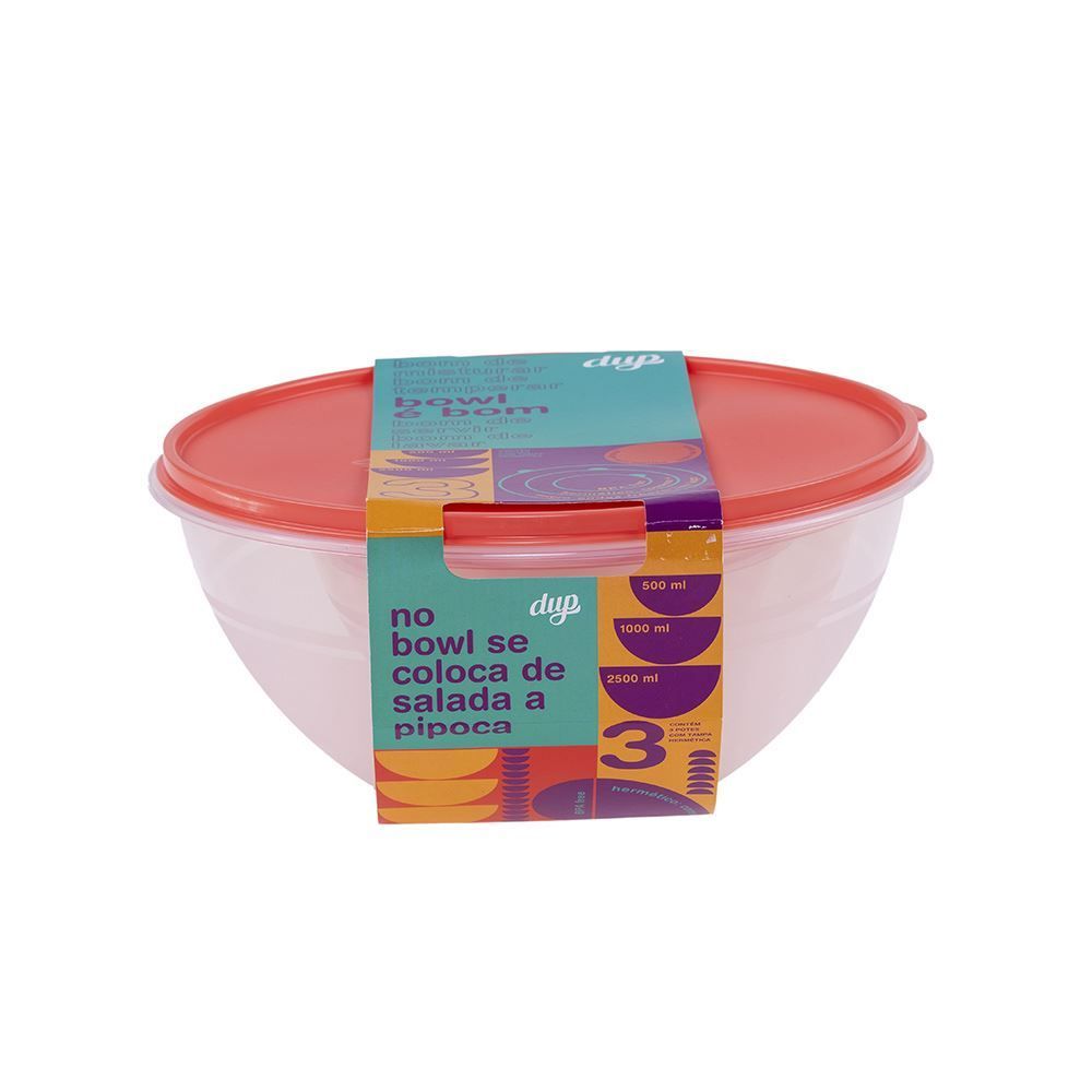 Jogo De Tigelas Hermética Roma Dup - Plástico