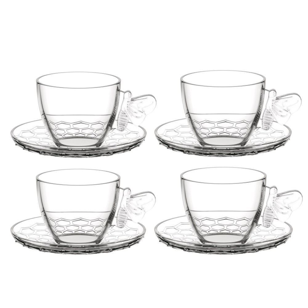 Jogo De Xícaras Com Pires Bee Hauskraft 200 Ml - 8 Peças