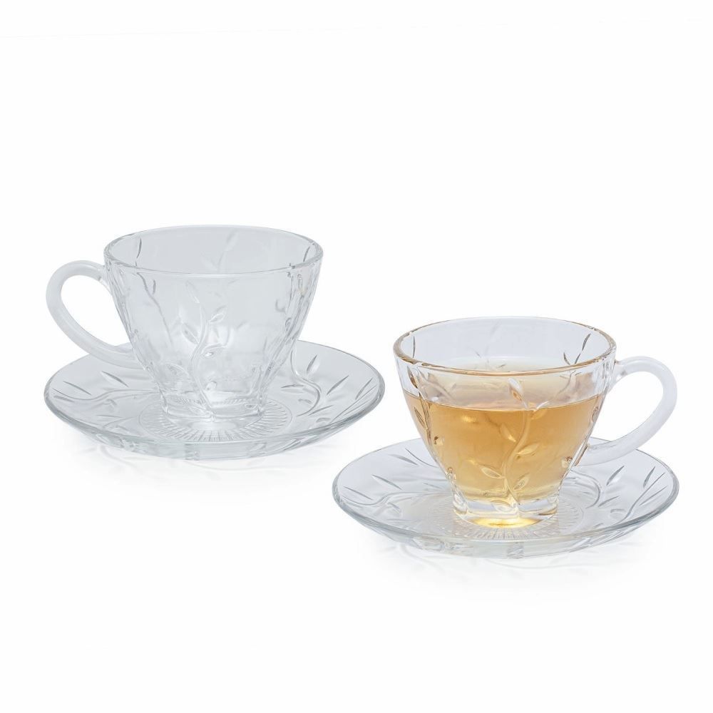 Jogo De Xicaras Com Pires Botânica 170Ml Havan Casa 12 Peças - Transparente