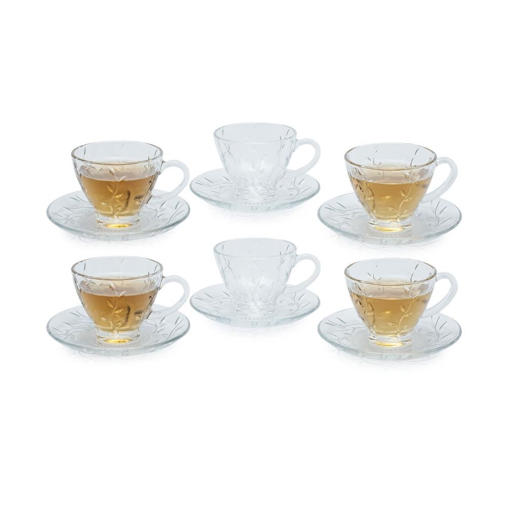 Jogo De Xicaras Com Pires Botânica 170Ml 12 Peças - Transparente