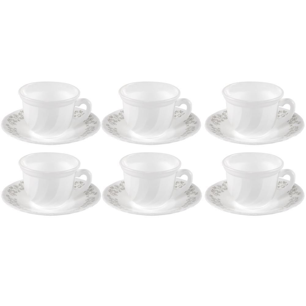 Jogo De Xícaras Com Pires Opaline Milano 190Ml Havan Casa 12 Pçs - Branco