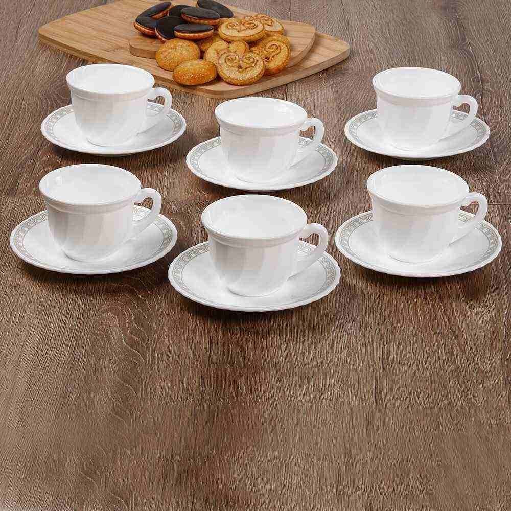 Jogo De Xícaras Com Pires Opaline Paris 190Ml Havan Casa 12 Pçs - Branco