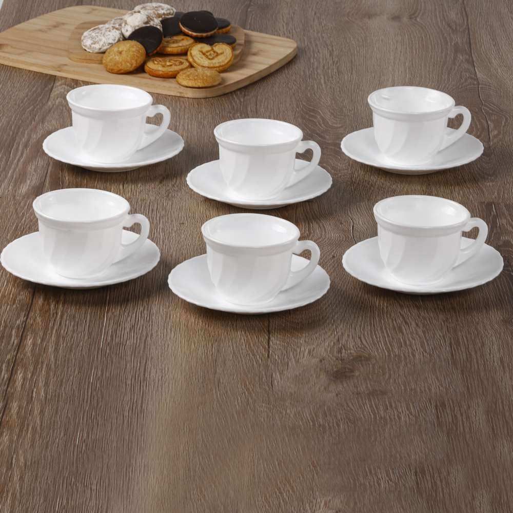 Jogo De Xícaras Com Pires Opaline Valência 190Ml Havan Casa 12 Pçs - Branco