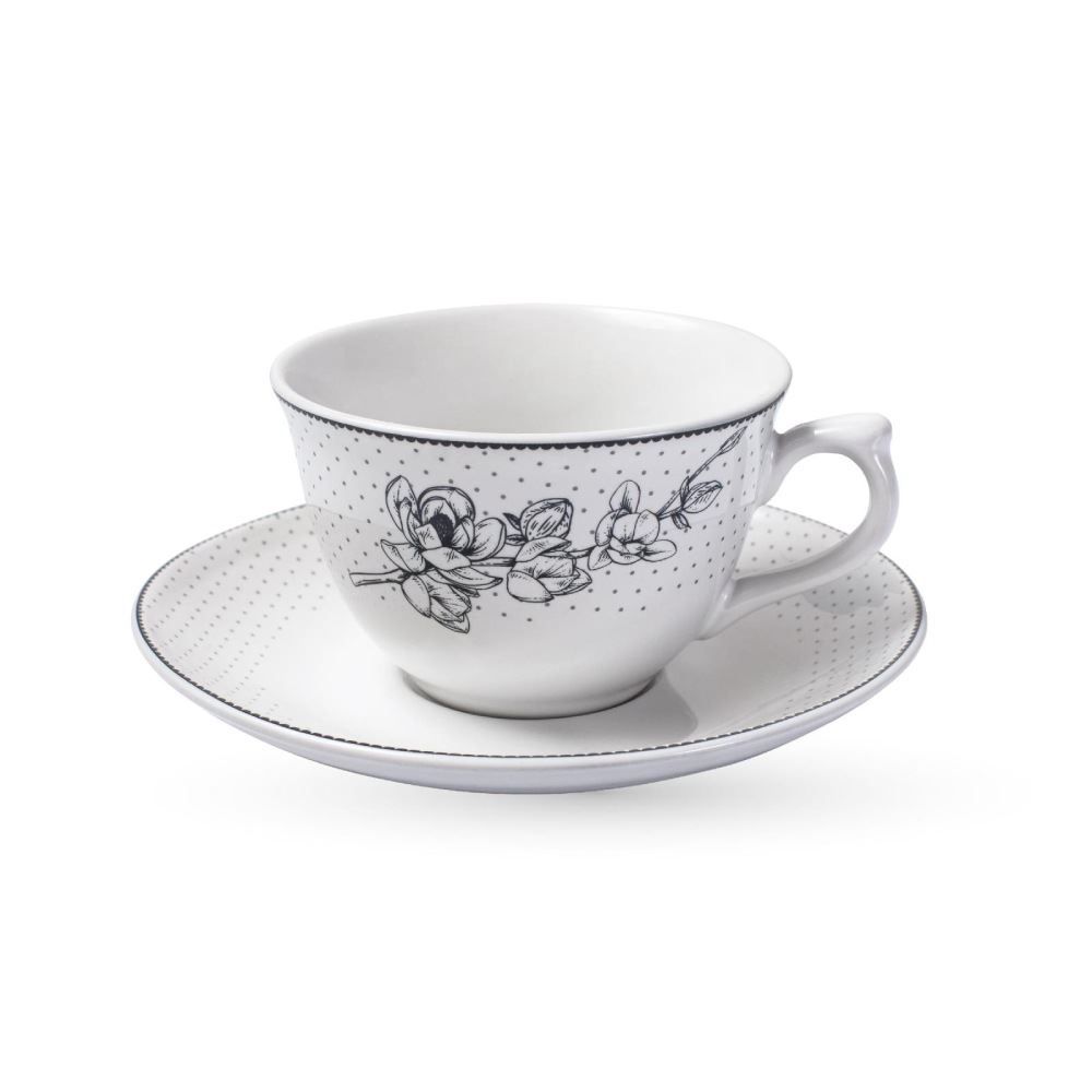 Jogo De Xícaras Com Pires Porcelana Jasmine Havan Casa 12 Pçs - Estampado