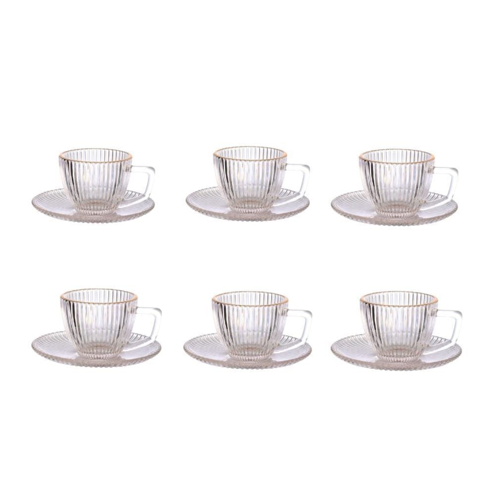 Jogo De Xícaras De Café Com Filete Graffiato Hauskraft - Vidro Transparente