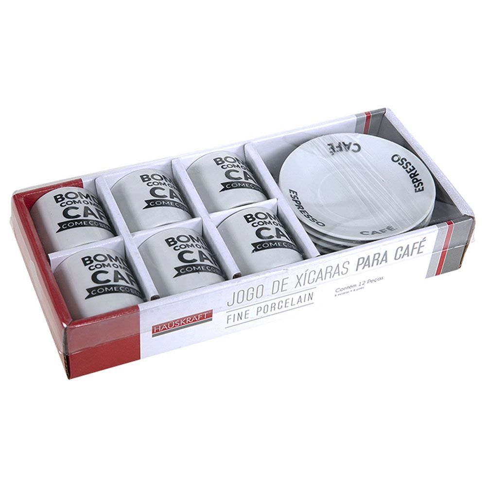 Jogo De Xícaras De Café Hauskraft 90Ml 12 Peças - Escritas