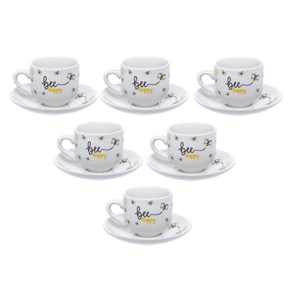 Jogo De Xicaras De Café Honey 12 Peças Hauskraft - Branco e Amarelo