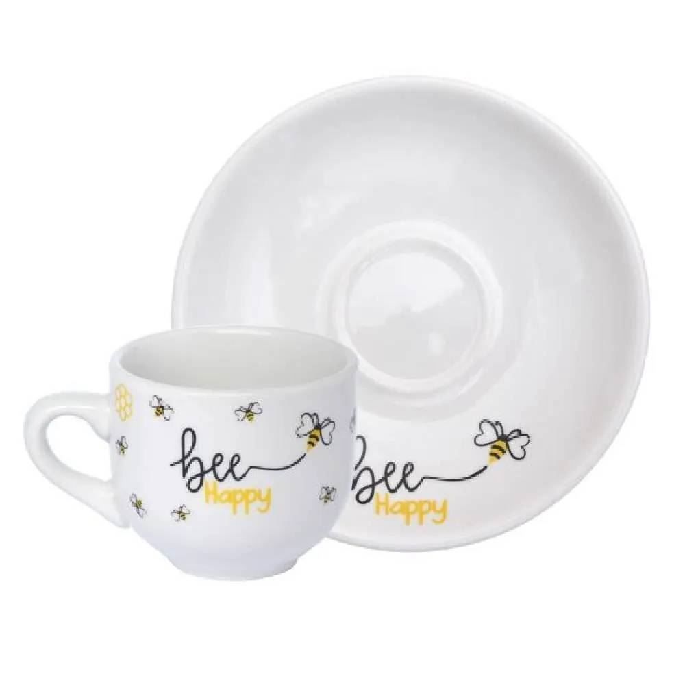 Jogo De Xicaras De Café Honey 12 Peças Hauskraft - Branco e Amarelo