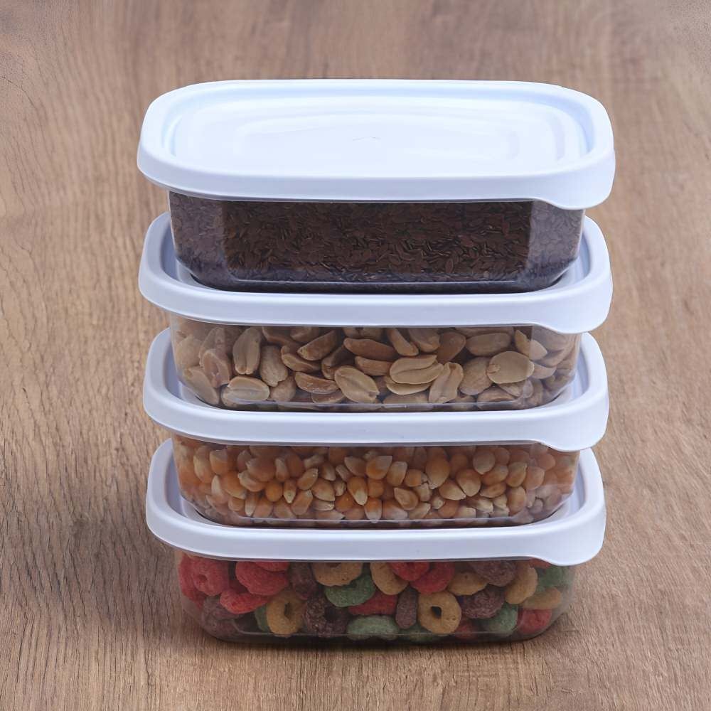 Jogo Potes De Plástico Mais Plasvale 300 Ml - 4 Peças