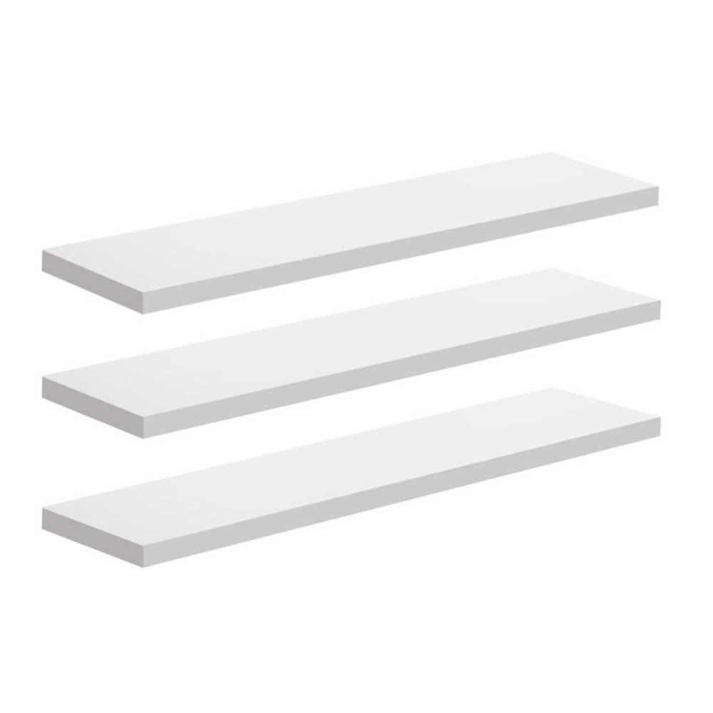 Kit 3 Prateleiras Brancas 1,5X10x40cm Com Bucha Prat-K