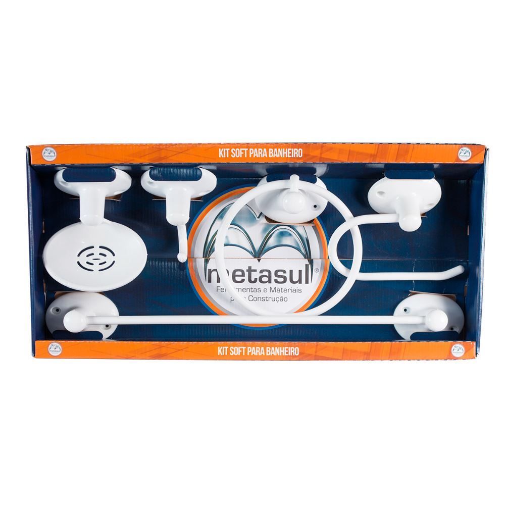Kit Acessórios 5 Peças Para Banheiro Soft Metasul - Branco