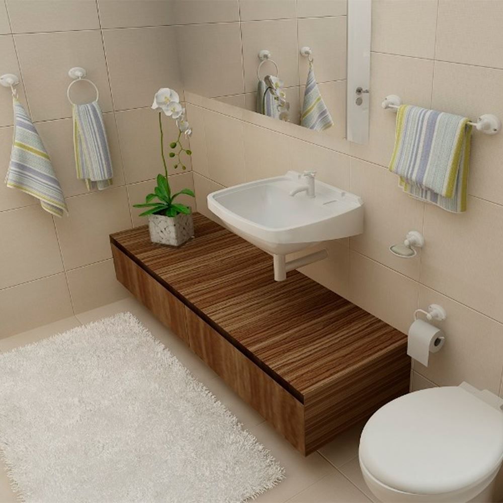 Kit Acessórios 5 Peças Para Banheiro Soft Metasul - Branco