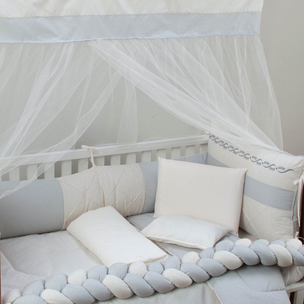 Kit Berço 09 Peças Tiquinho Baby  - Cinza