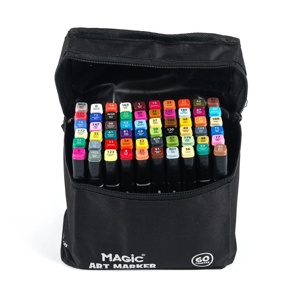 Kit Canetinhas 60 Cores Ponta Dupla Art Marker - Magic Kids