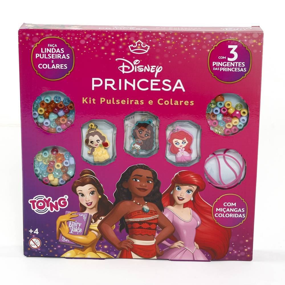 Kit Colares E Pulseiras Com Miçangas E Pingentes Princesas Disney - 054119