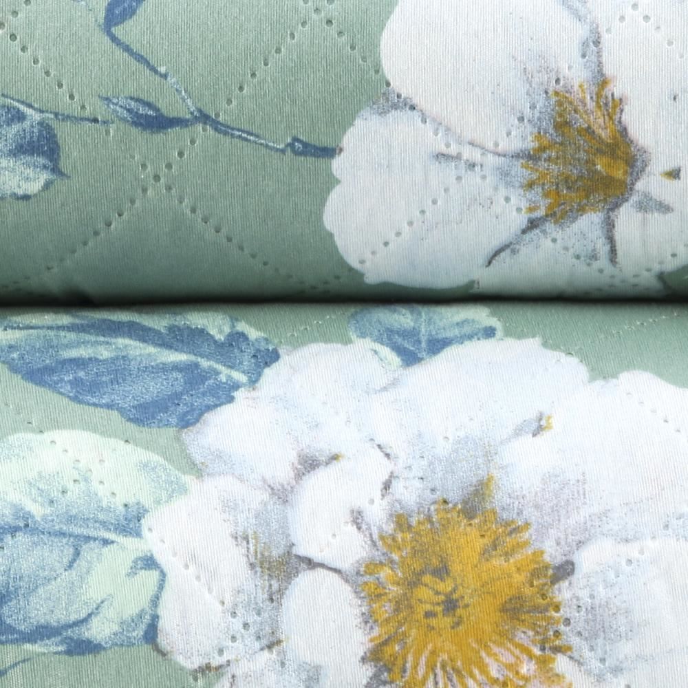 Kit Colcha Casal Estampada Versalhes 3 Peças Havan Casa - Genova Verde Floral