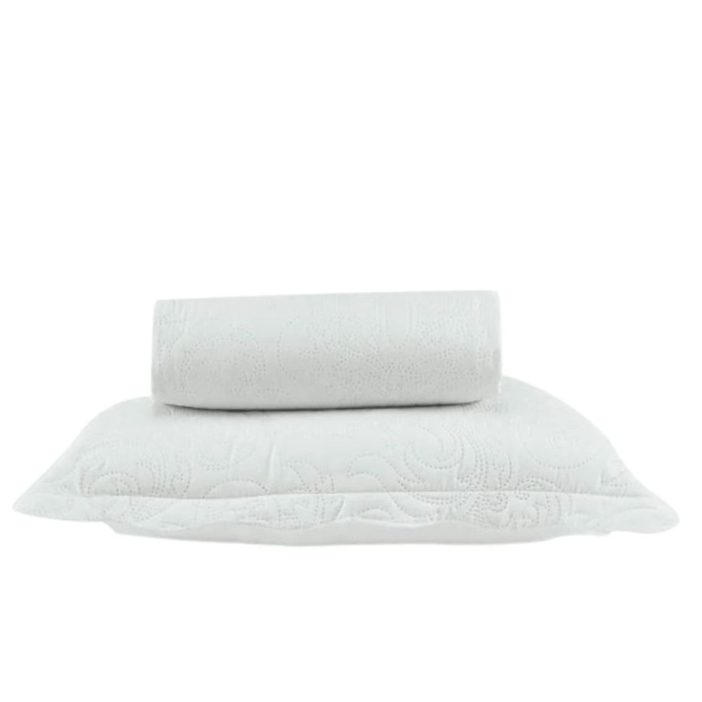 Kit Colcha Solteiro Microfibra Lisa Rozac 2 Pçs - Branco