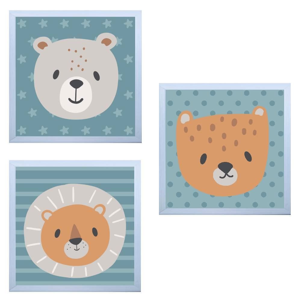 Kit De Quadros Decor Baby 3 Peças - Safari