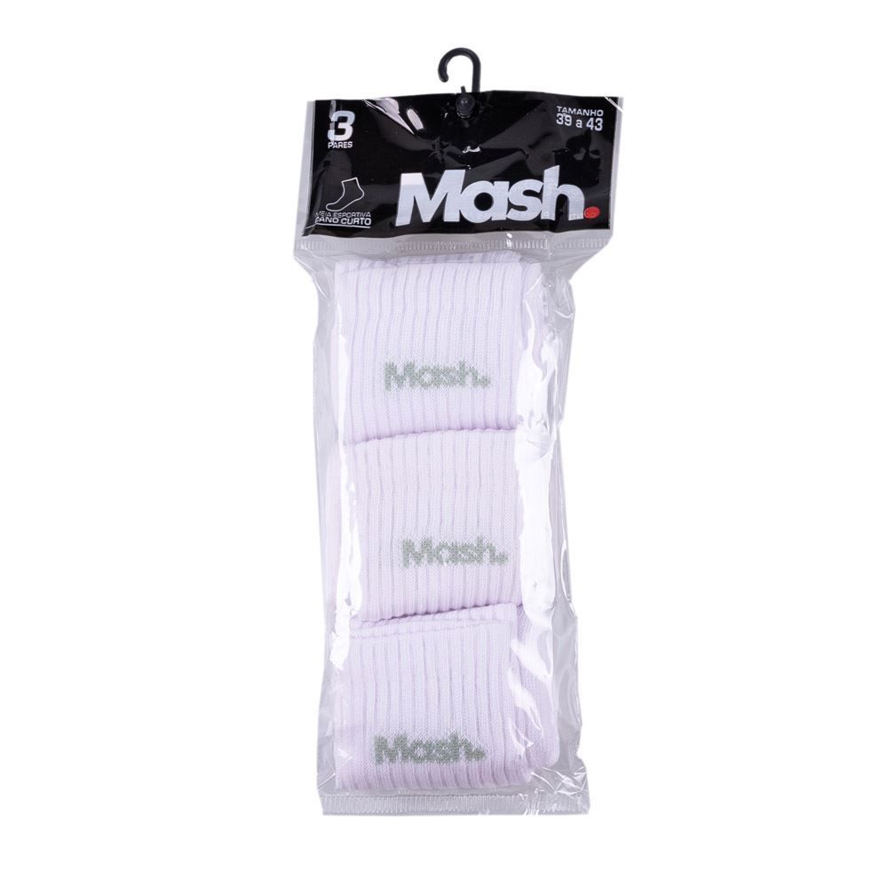 Kit Meia 03 Pares Cano Curto 39-43 Mash - Branco