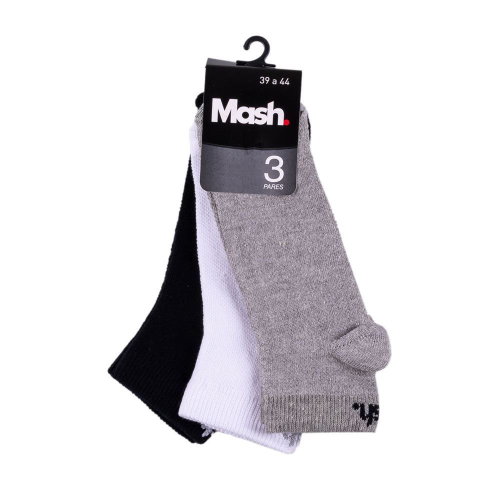 Kit Meia 03 Pares Cano Curto 39-44 Mash - Misto