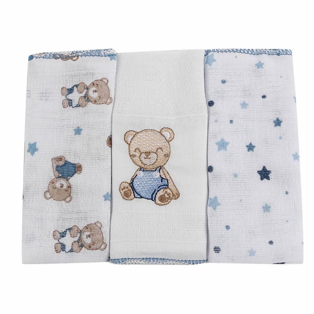 Kit Pano De Boca Prime Havan Baby - Teddy Azul