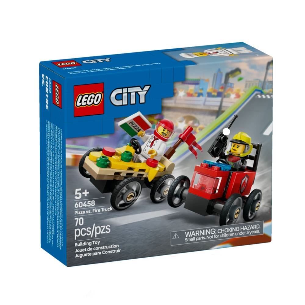 Lego City Carro De Pizza Vs Caminhão De Bombeiros - 60458