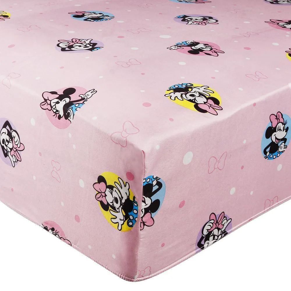 Lençol Infantil Solteiro Com Elástico Disney By Hedrons - Minnie