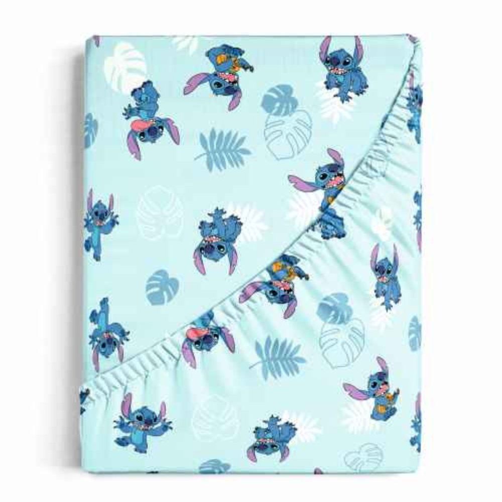 Lençol Infantil Solteiro Com Elástico Disney By Hedrons - Stitch Folhas