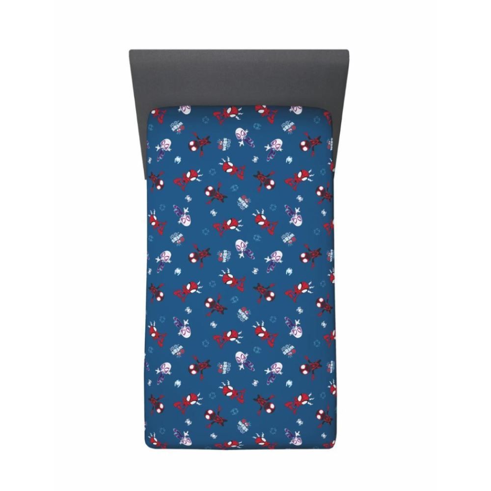 Lençol Infantil Solteiro com Elástico Disney by Hedrons - Spidey Webs Rotativo