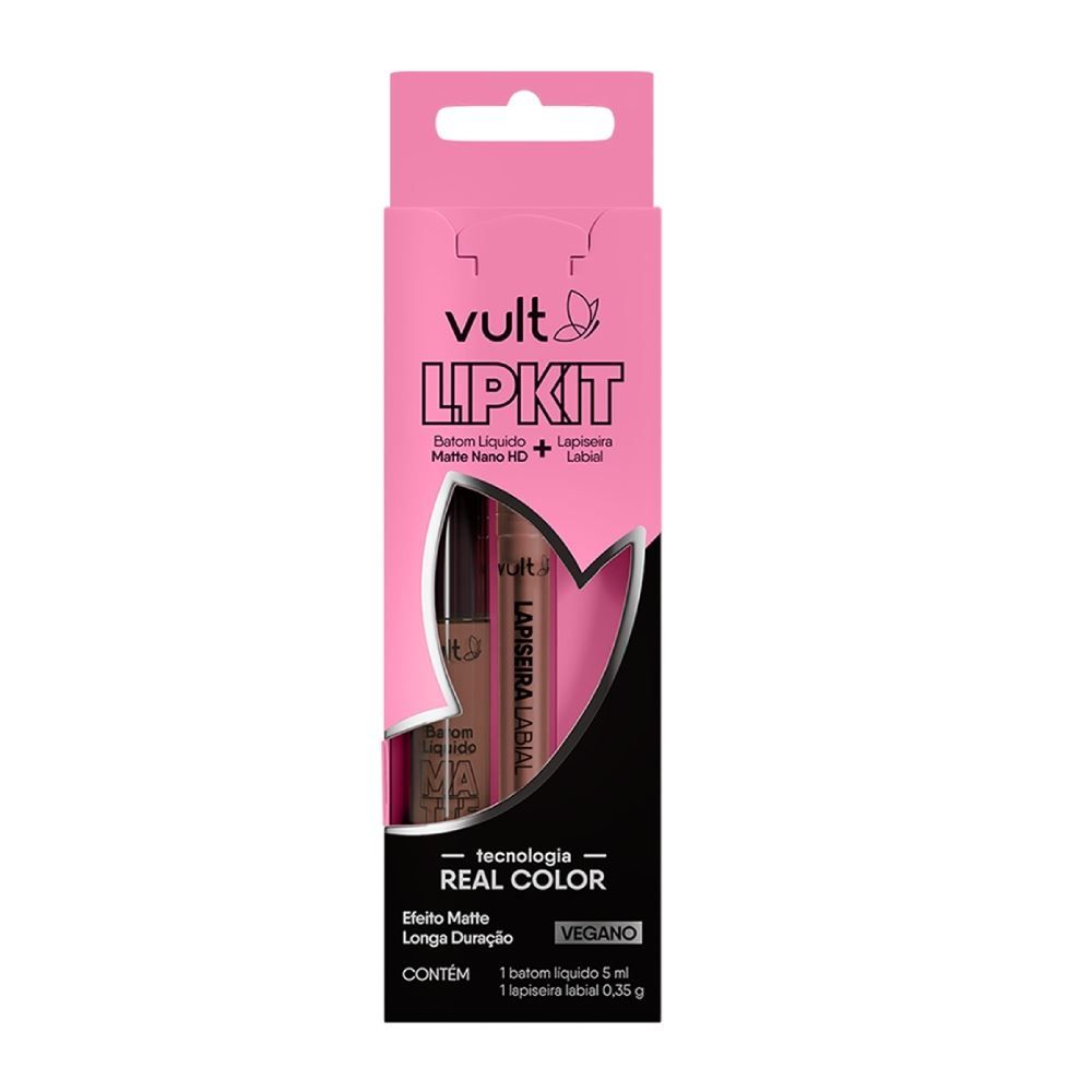 Lip Kit Batom Líquido Matte Nano Hd E Lapiseira Labial Vult - Bronze