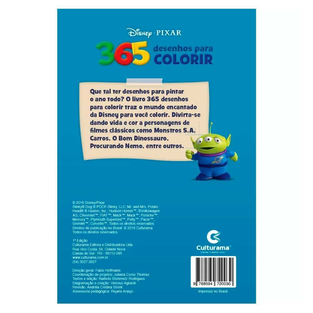 Livro 365 Desenhos Para Colorir Disney Pixar Culturama - 020070202