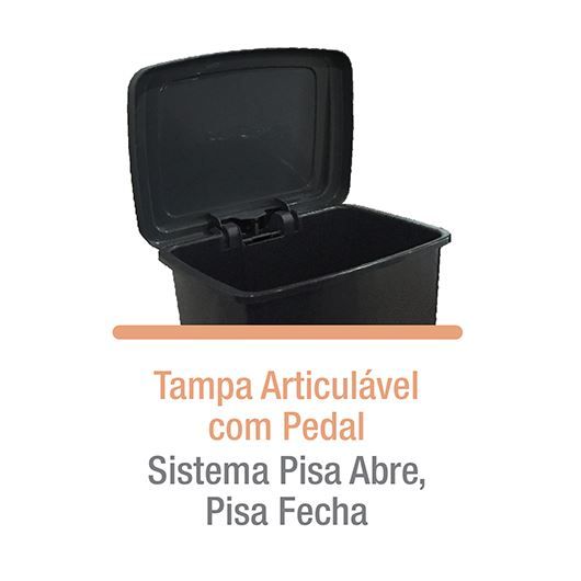 Lixeira Com Pedal Preta 35 Litros