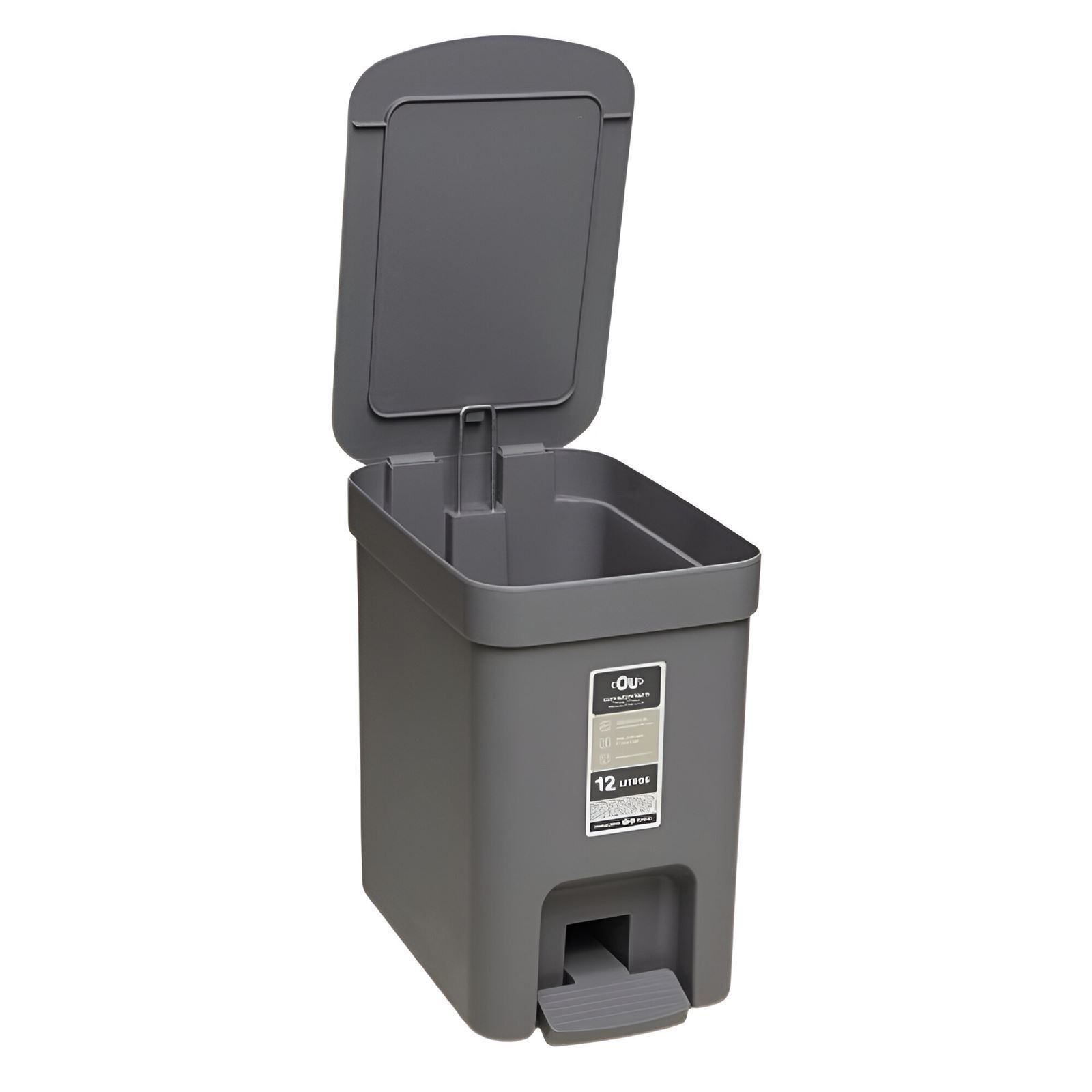 Lixeira Com Pedal Trium Ou 12 Litros - Chumbo