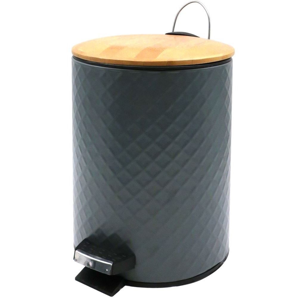 Lixeira Com Tampa De Bambu Havan Casa 5 Litros - Grafite