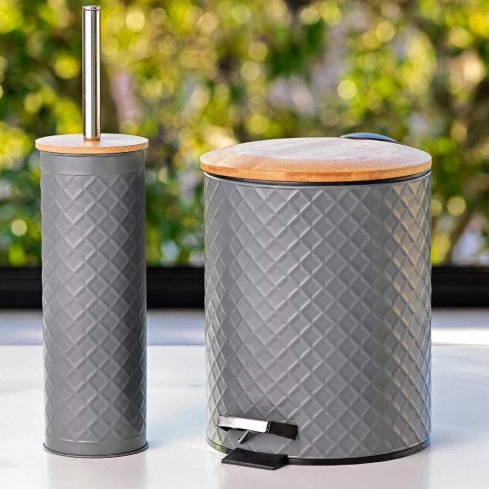 Lixeira Com Tampa De Bambu Havan Casa 5 Litros - Grafite