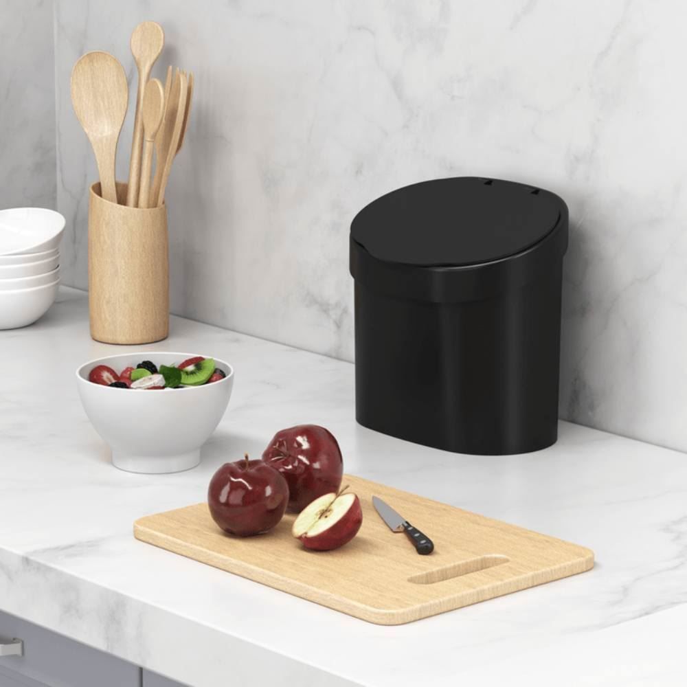 Lixeira Com Tampa Para Pia Coza Basic 4 Litros - Preto