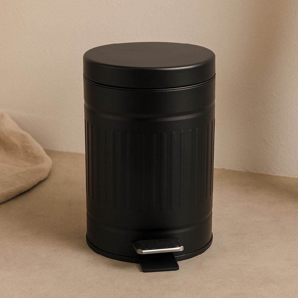 Lixeira Redonda Roma Com Pedal Havan Casa 3 Litros - Preto