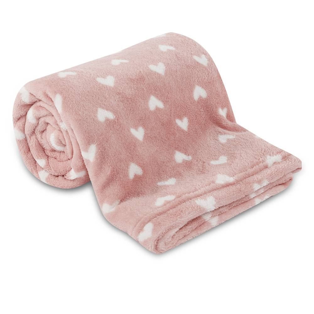 Manta De Bebê Microfibra 90X110 Cm Havan Baby 1 Pç - Coração Rose