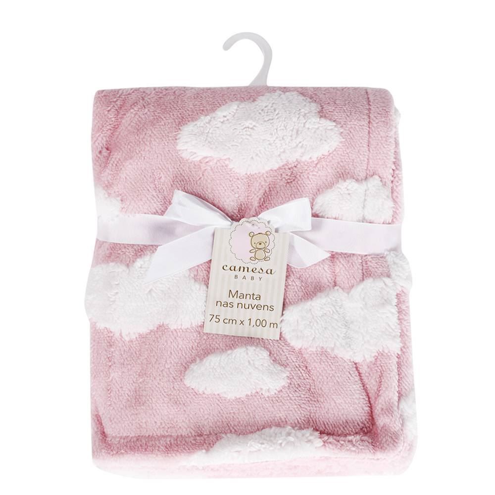 Manta Infantil 100% Poliéster Nas Nuvens Baby Camesa - Rosa