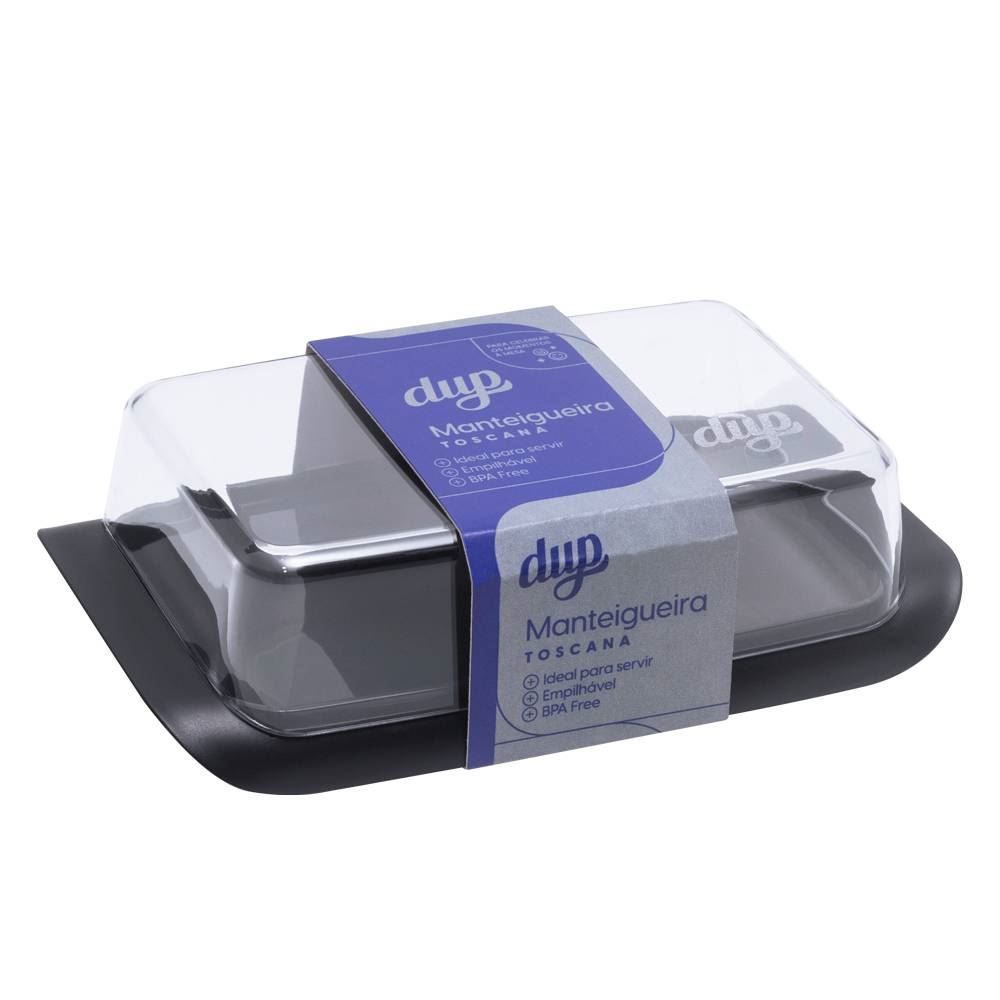 Manteigueira Toscana Dup - Transparente e Preto 