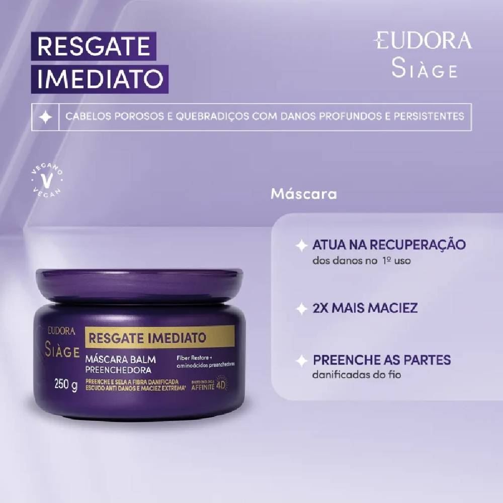 Máscara Capilar Resgate Imediato Siàge 250G - Eudora