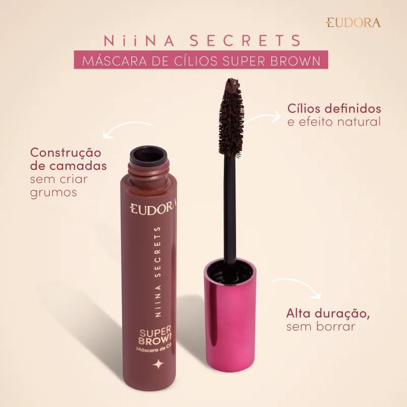 Máscara De Cílios Marrom Eudora Niina Secrets Neutrals 10G
