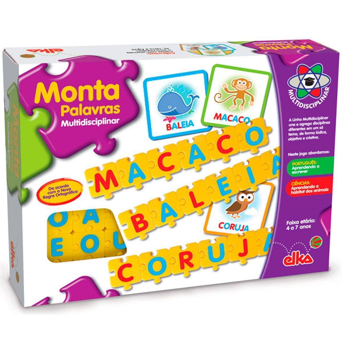 Monta Palavras Multidisciplinar 36 Peças Elka - AMARELO