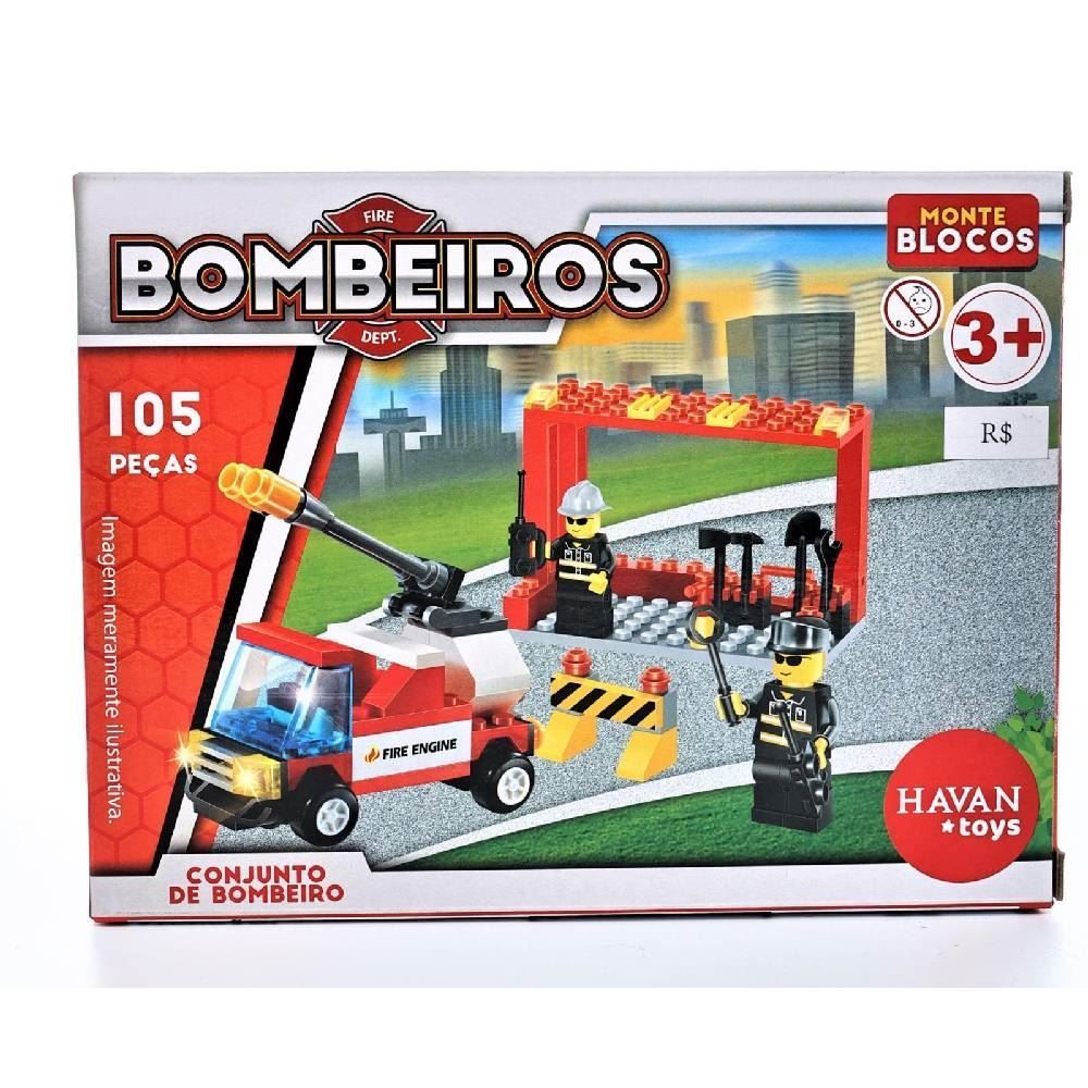 Monte Blocos Resgate Bombeiro 105 Pcs Havan Toys - HME1392